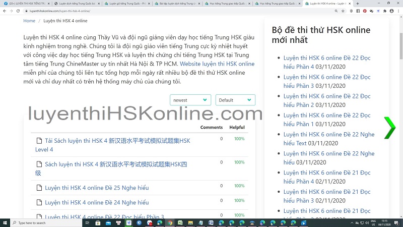 Bài tập Luyện dịch tiếng Trung HSK 4 Nghe hiểu