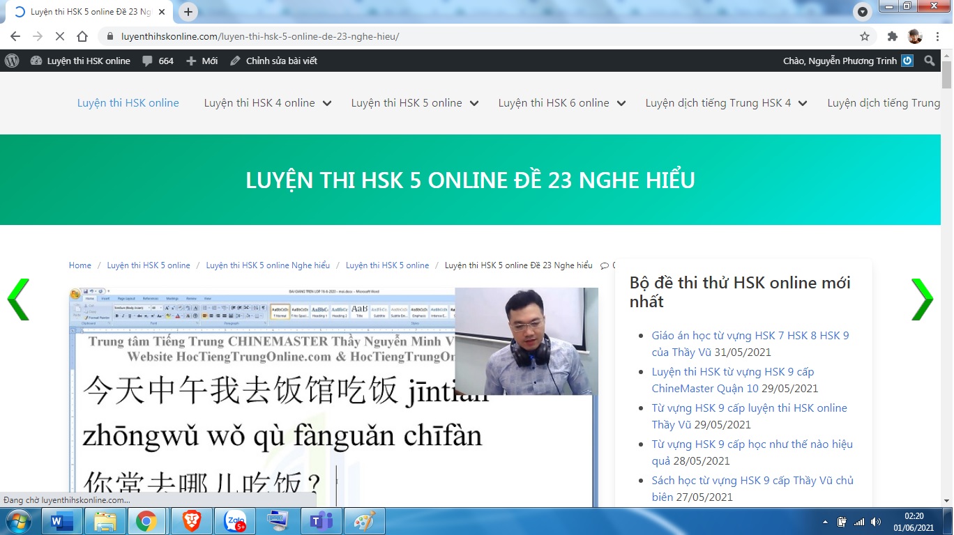 Luyện dịch HSK 7 online theo giáo án Thầy Vũ